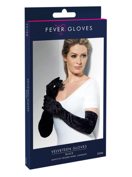 Velveteen Gloves, Black