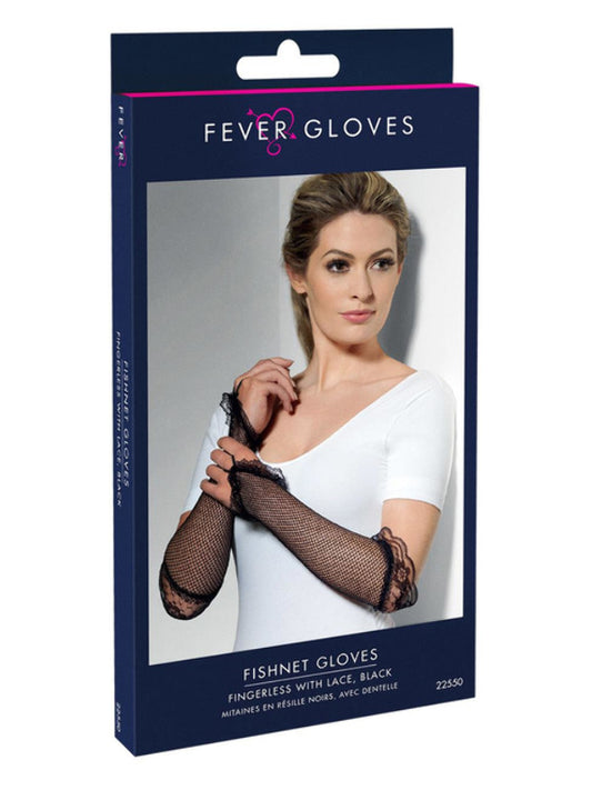 Fingerless Fishnet Gloves Black, Black