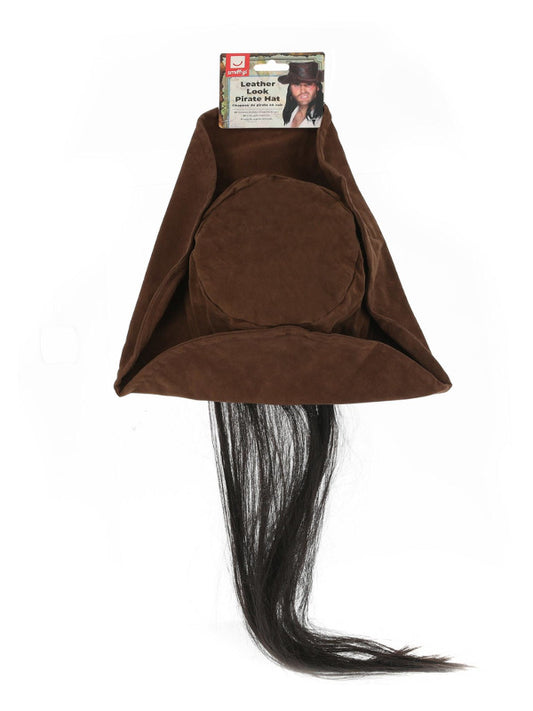 Leather Look Pirate Hat, Brown