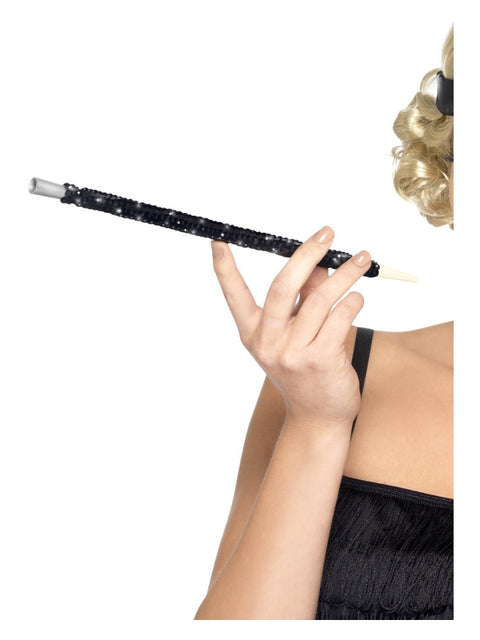 Black Sequinned Cigarette Holder, Black Dress Loud