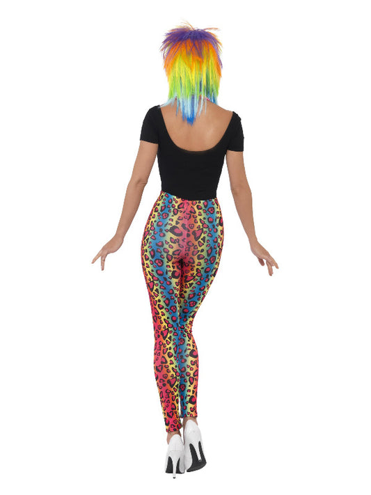 Neon Leopard Print Leggings, Multi-Coloured