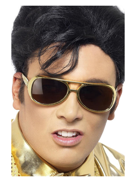 Elvis Shades, Gold Dress Loud