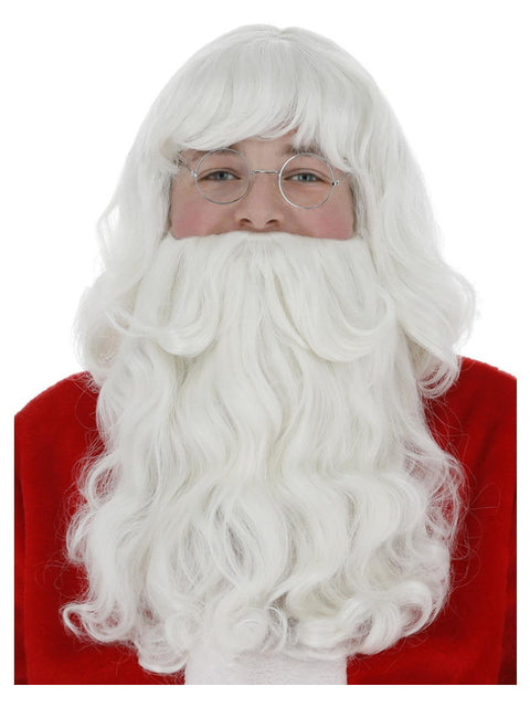 Santa Wig and Beard Set, White Dress Loud
