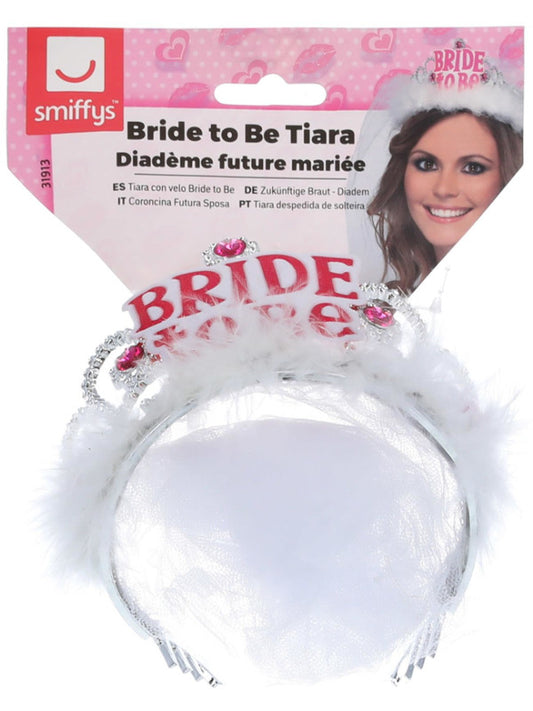 Bride to Be Tiara with Veil, White