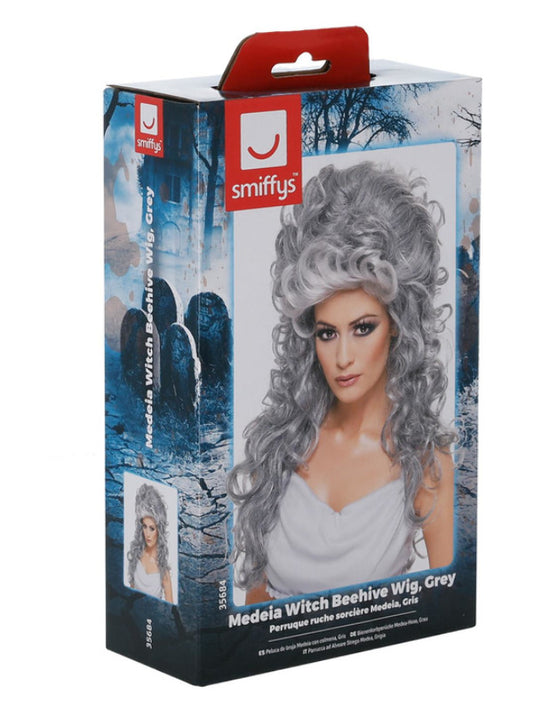 Medeia Witch Beehive Wig, Grey