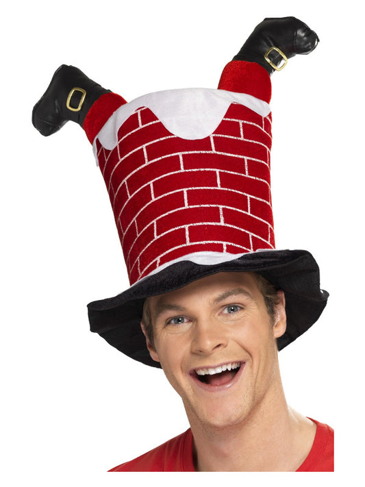 Santa Stuck in Chimney Hat, Red