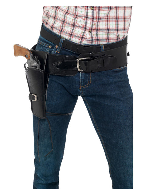 Faux Leather Single Holster with Belt, Black Dress Loud