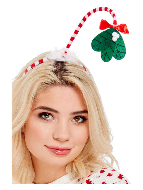 Mistletoe Kisses Headband, Red & White Dress Loud