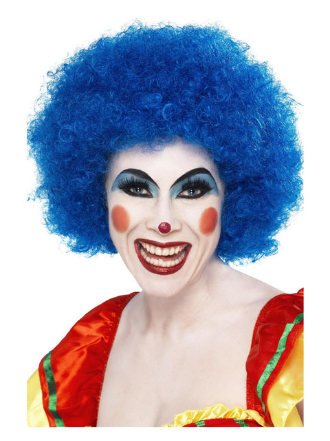 Crazy Clown Wig, Blue Dress Loud