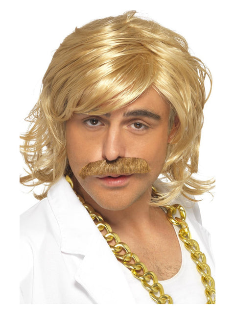 Game Show Host Kit, Wig and Tash, Blonde Dress Loud