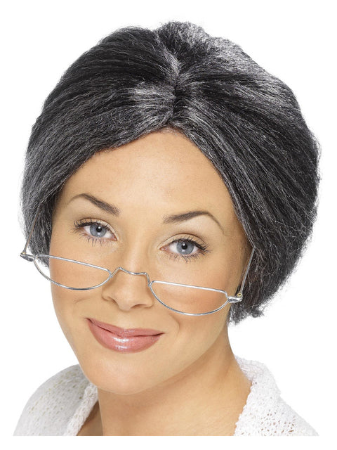 Granny Bun Wig, Grey Dress Loud