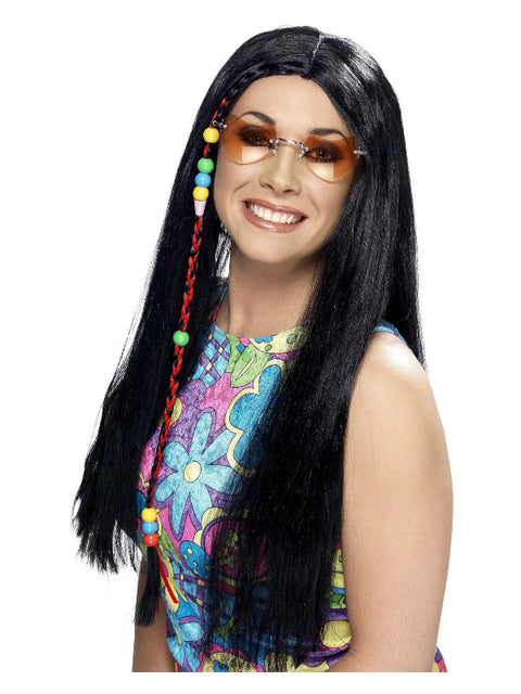 Hippy Party Wig, Black Dress Loud