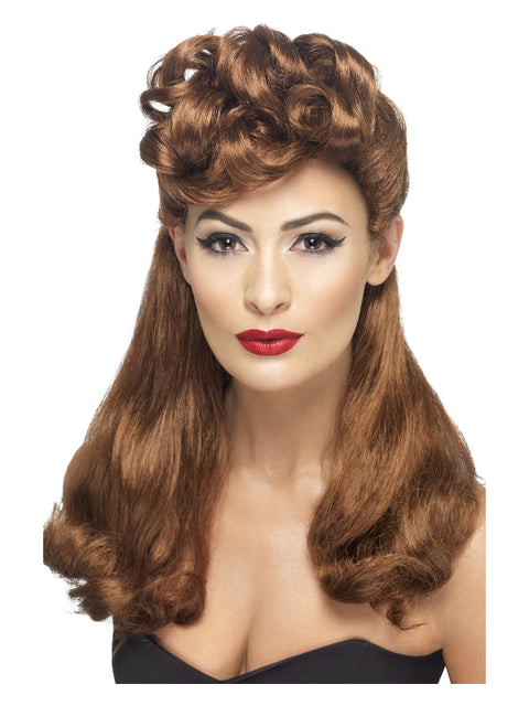 40s Vintage Wig, Auburn Dress Loud