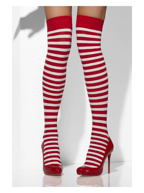 Opaque Hold-Ups, Red & White Dress Loud