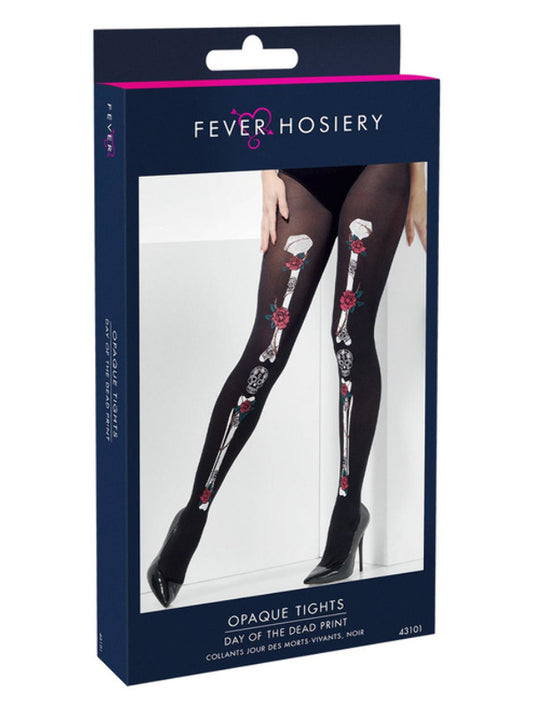 Opaque Day of the Dead Tights, Black