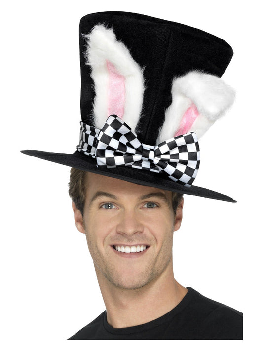 Tea Party March Hare Top Hat, Black & White