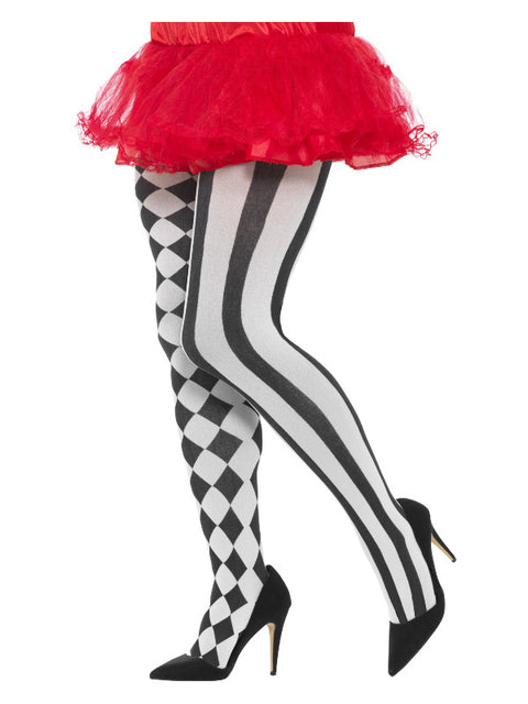 Harlequin Tights, Plus Size, White & Black Dress Loud
