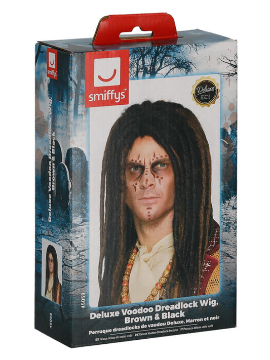 Deluxe Voodoo Dreadlock Wig, Brown & Black
