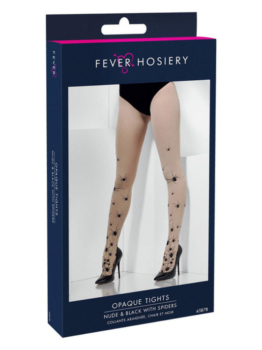 Opaque Tights with Spiders, Nude & Black