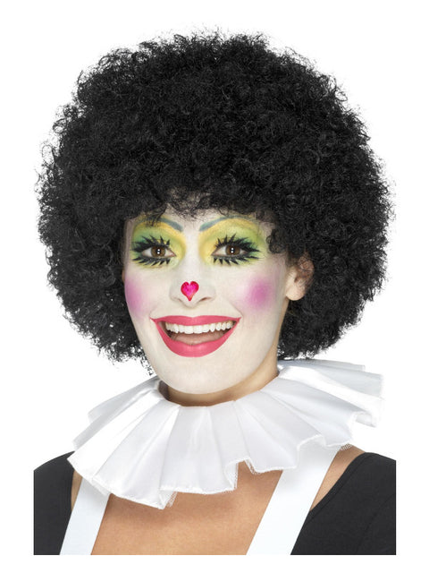 Clown Neck Ruffle, White Dress Loud