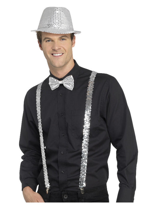 Sequin Braces, Silver