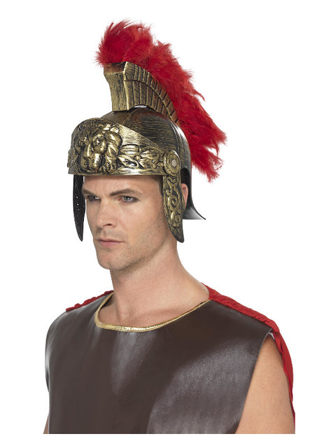 Roman Spartan Helmet, Gold & Red Dress Loud