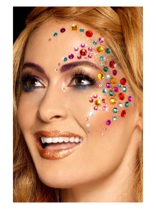 Smiffys Make-Up FX, Rainbow Jewel Face Gems, Multi