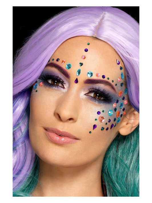 Smiffys Make-Up FX, Pastel Jewel Face Gems, Purple