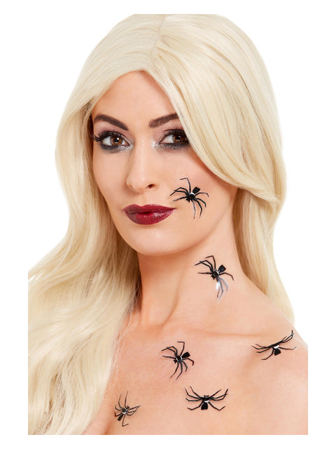 Smiffys Make-Up FX, 3D Spider Stickers, Black Dress Loud