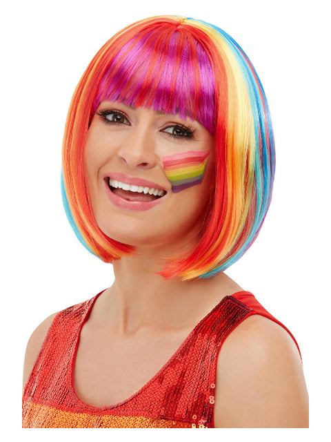 Rainbow Bob Wig, Multi-Coloured Dress Loud