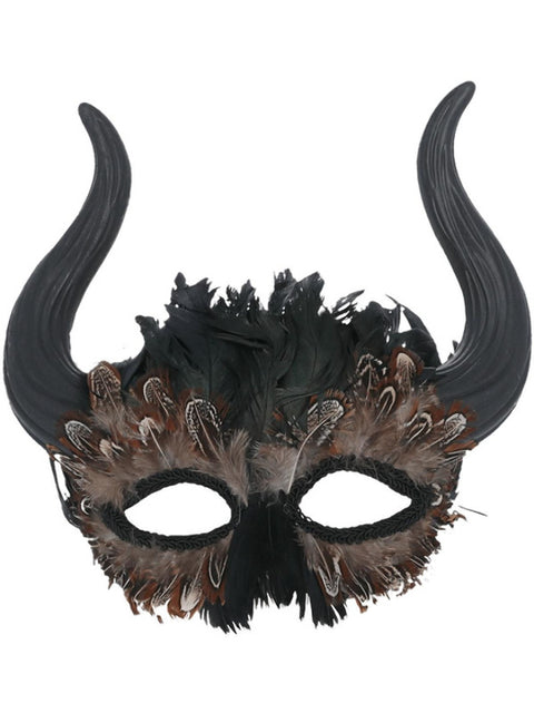 Feathered Venetian Horned Mask Dress Loud