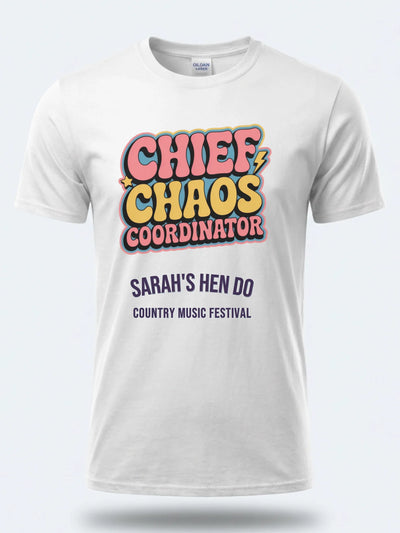 Personalised Country Weekender Tee – Chief Chaos Coordinator Hen