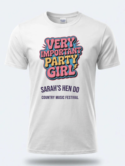 Personalised Country Weekender Unisex Tee – Very important party girl