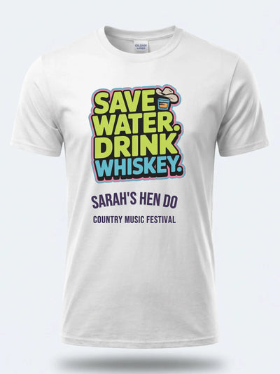 Personalised Country Weekender Unisex Tee – Save Water Drink Whiskey