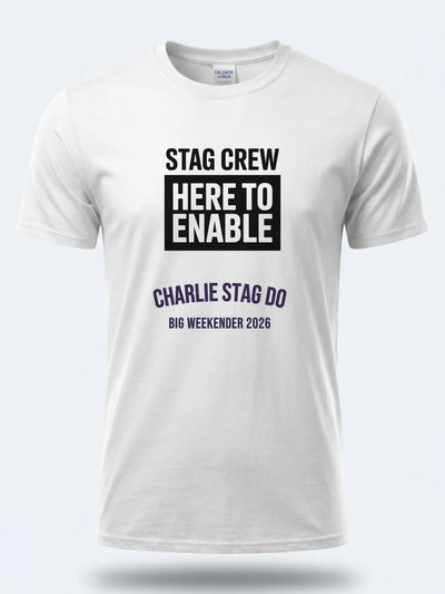Personalised Weekender Unisex Tee – Stag Crew - Here to Enable – Stag