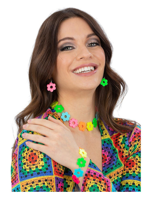 Neon Flower Power Jewellery Set Dress Loud