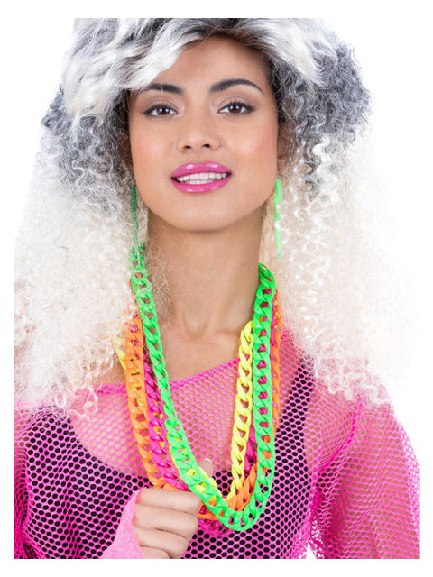 80s Neon Chain Necklaces, 4Pk Dress Loud