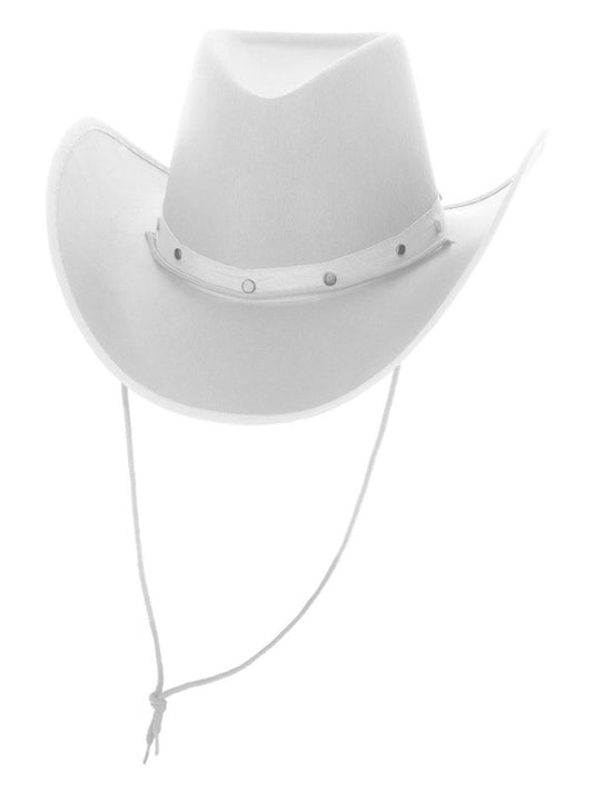 White Cowboy Hat, Felt, with Cord