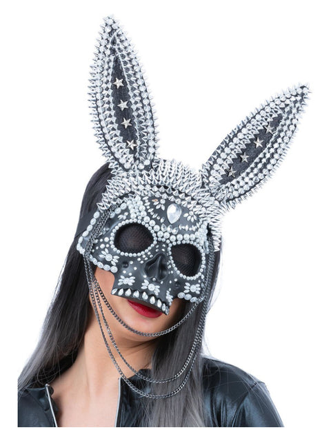 Fever Jewelled Skeleton Bunny Mask Dress Loud