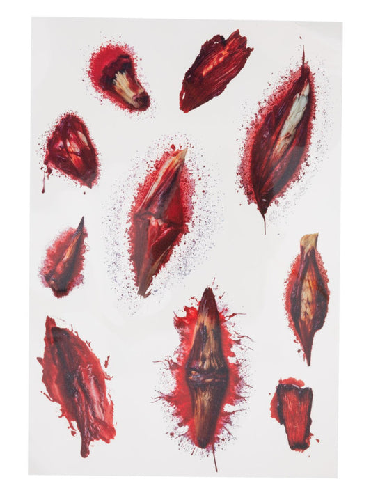 Smiffys Make-Up FX, Horror Wound Tattoo Transfers