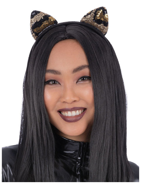 Sequin Leopard Cat Ear Headband Dress Loud