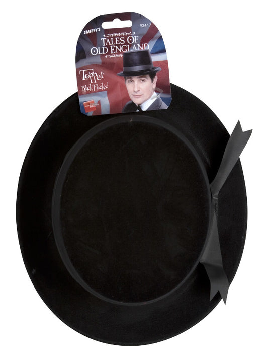 Flocked Topper Hat, Black