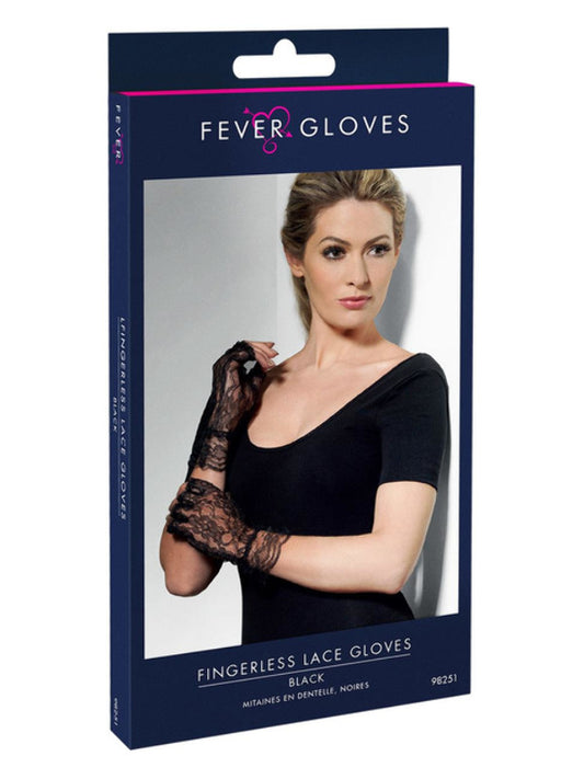 Fingerless Lace Gloves, Black