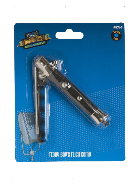 50s Style Teddy Boy Flick Comb, Black