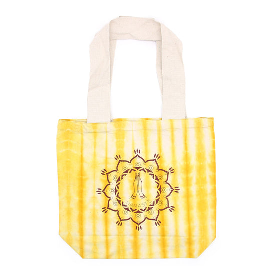 Tye-Dye Cotton Bag (6oz) - 38x42x12cm - Namaste Hands - Yellow - Natural Handle