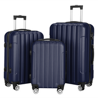 3 Pcs Suitcase Lightweight ABS Carry-on Hand Luggage 4 Spinner Wheels Trolley Case Dress Loud