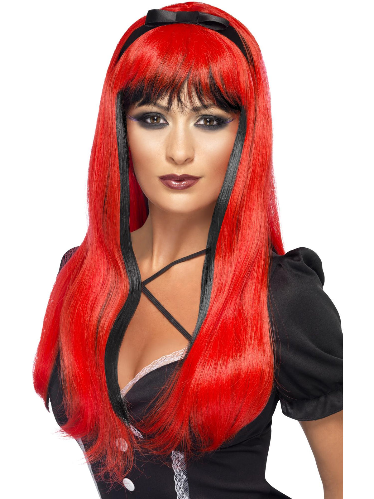 Bewitching Wig, Red & Black