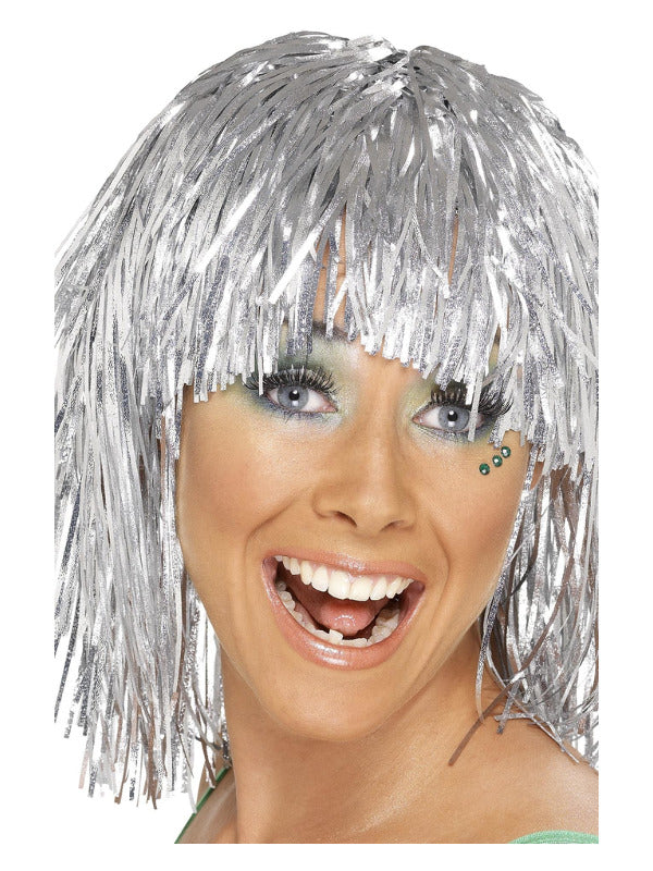 Cyber Tinsel Wig, Silver Dress Loud