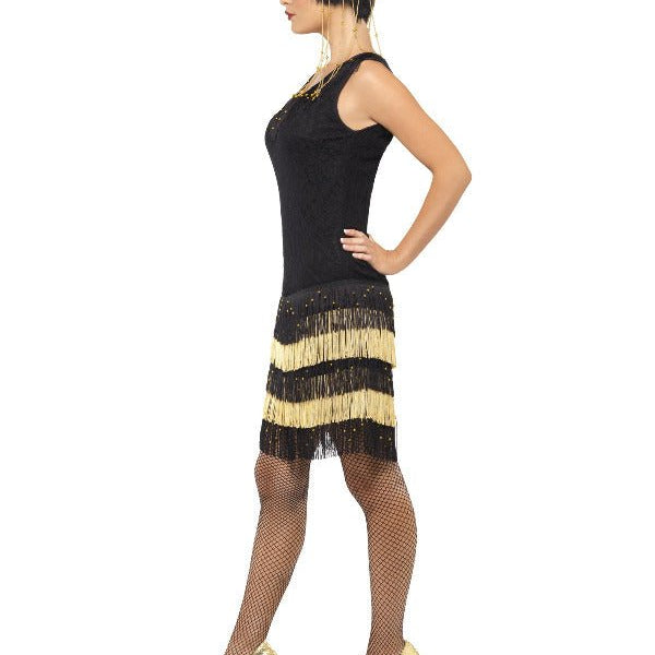 20s Fringed Flapper Costume, Black Dress Loud