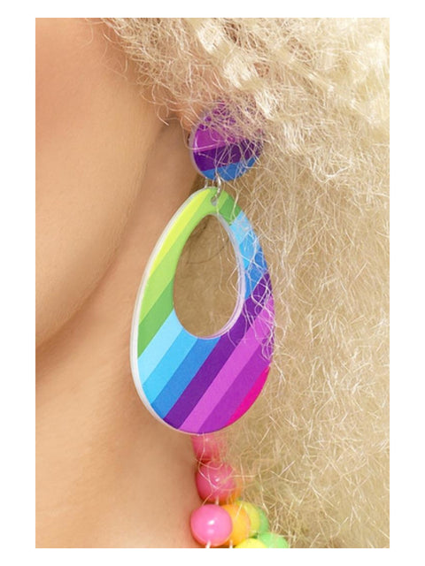 Teardrop Earrings, Neon Multi-Coloured Dress Loud